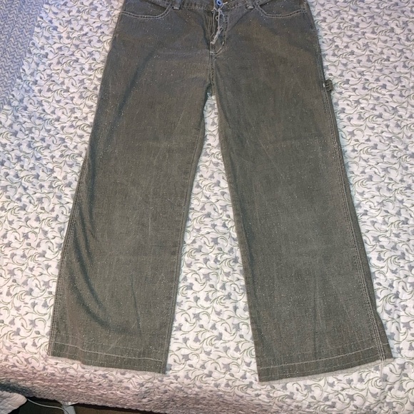 Guess vintage green carpenter jeans. Wide Leg and cropped. Size 29 - Picture 3 of 11